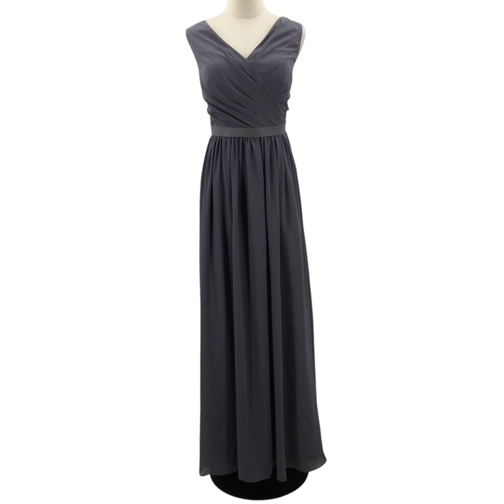 AW BRIDAL 14 1X plus grey bridesmaid dama formal party maxi dress NEW B95